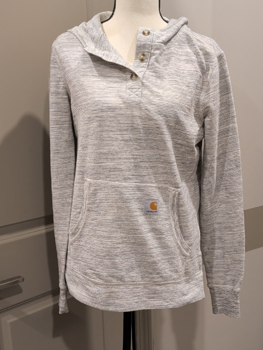 Carhartt Women's Heather Light Gray Henley Hoodie